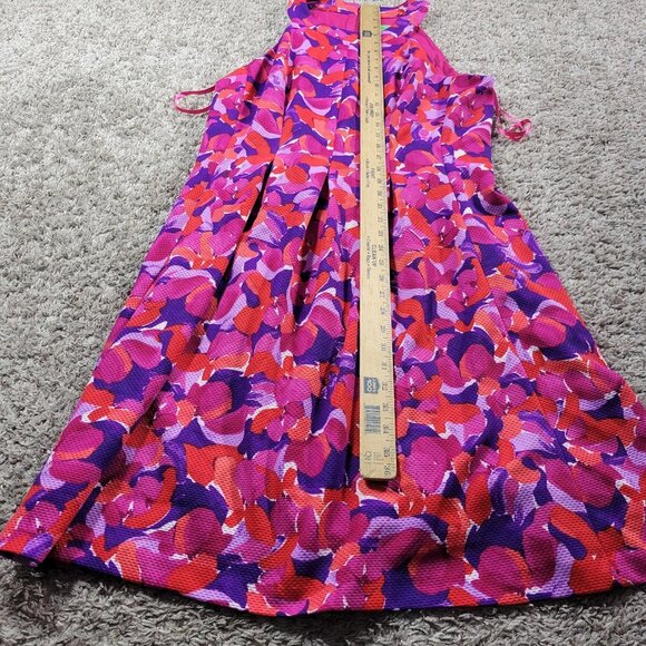 Pappagallo Dress Women's 14 Pink Tropical Sleevless Colorful Floral Lined - Picture 5 of 7